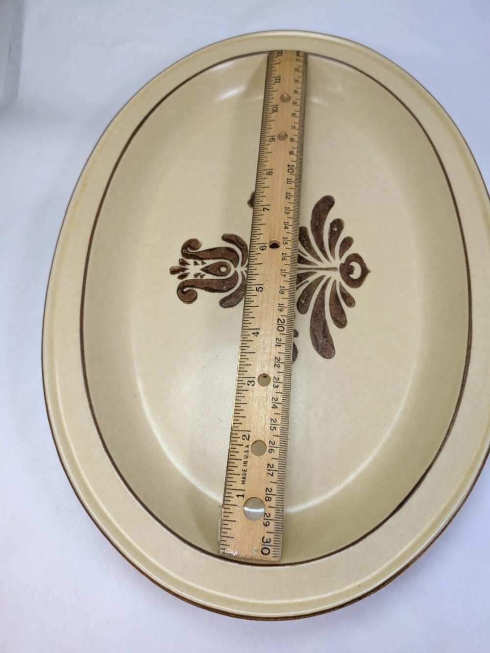 Vintage Pfaltzgraff Village Large Oval Serving Platter 13.5" Folk Art Stoneware